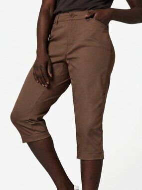 St. John's Bay Secretly Slender Mid Rise Capri Pants Cafe Brown NWT sz14